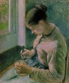 peasant girl drinking her coffee 1881 Camille Pissarro